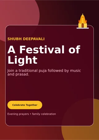 Glass Diwali Puja Ceremony Poster — editable black religious event template, a4 print