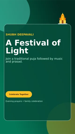 Glass Diwali Puja Mobile Invite — editable black religious event template, story / reel