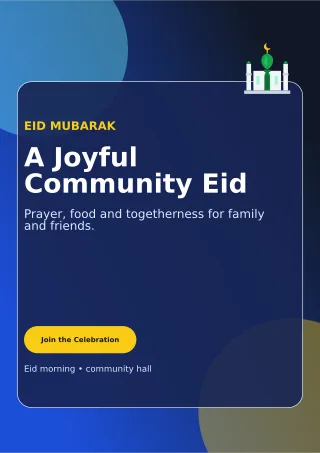 Glass Eid Gathering Ceremony Poster — editable blue religious event template, a4 print