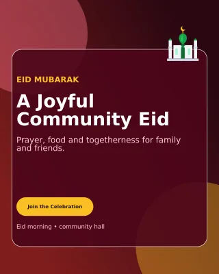 Glass Eid Gathering Invitation — editable black religious event template, instagram portrait