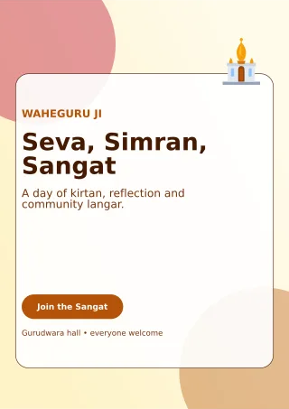 Glass Gurpurab Langar Ceremony Poster — editable white religious event template, a4 print