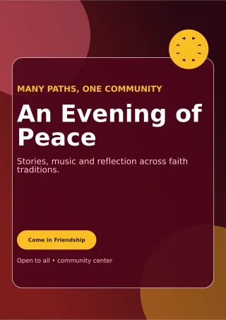 Glass Interfaith Gathering Ceremony Poster — editable black religious event template, a4 print