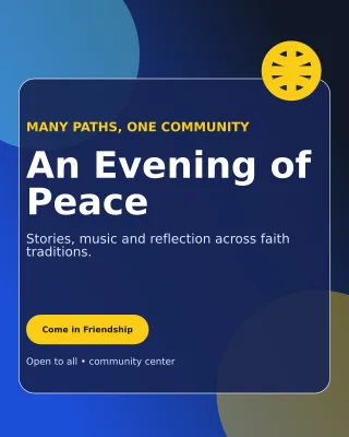 Glass Interfaith Gathering Invitation — editable blue religious event template, instagram portrait