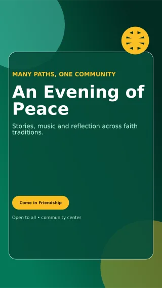 Glass Interfaith Gathering Mobile Invite — editable black religious event template, story / reel