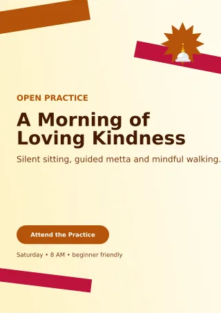 Kinetic Buddhist Meditation Ceremony Poster — editable white religious event template, a4 print