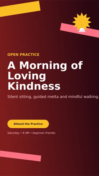 Kinetic Buddhist Meditation Mobile Invite — editable black religious event template, story / reel