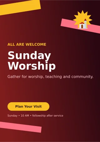 Kinetic Church Service Ceremony Poster — editable black religious event template, a4 print