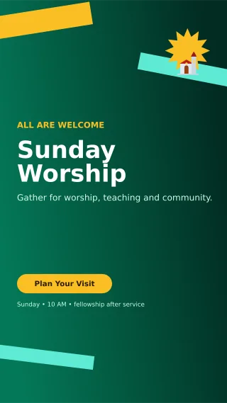 Kinetic Church Service Mobile Invite — editable black religious event template, story / reel