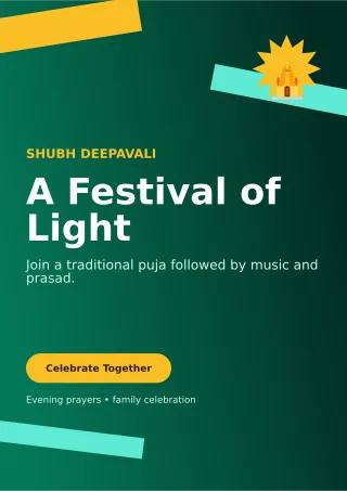 Kinetic Diwali Puja Ceremony Poster — editable black religious event template, a4 print