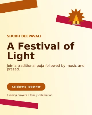 Kinetic Diwali Puja Invitation — editable white religious event template, instagram portrait