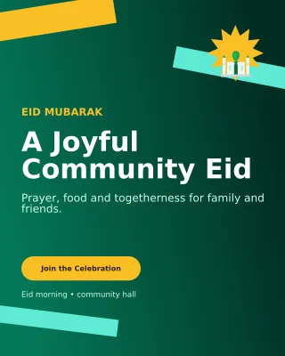 Kinetic Eid Gathering Invitation — editable black religious event template, instagram portrait