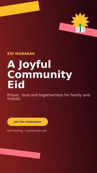 Kinetic Eid Gathering Mobile Invite — editable black religious event template, story / reel