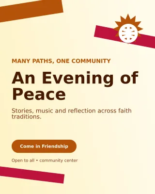 Kinetic Interfaith Gathering Invitation — editable white religious event template, instagram portrait