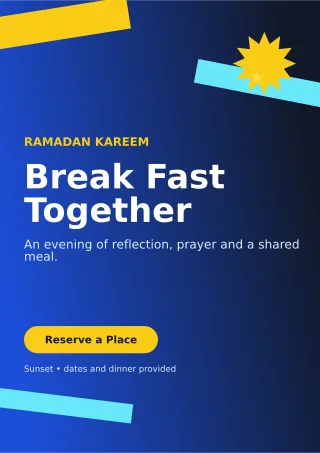 Kinetic Ramadan Iftar Ceremony Poster — editable blue religious event template, a4 print