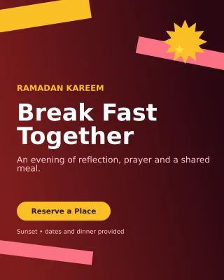 Kinetic Ramadan Iftar Invitation — editable black religious event template, instagram portrait