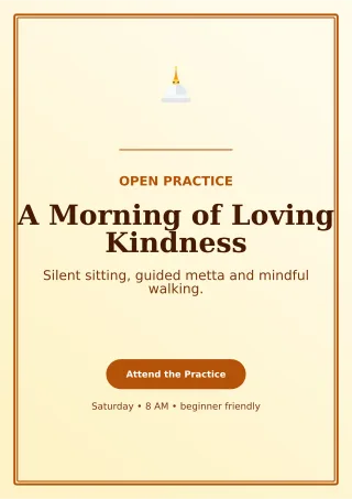 Luxe Buddhist Meditation Ceremony Poster — editable white religious event template, a4 print