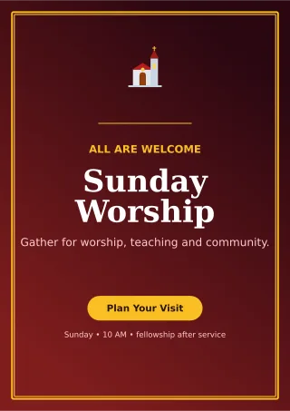 Luxe Church Service Ceremony Poster — editable black religious event template, a4 print