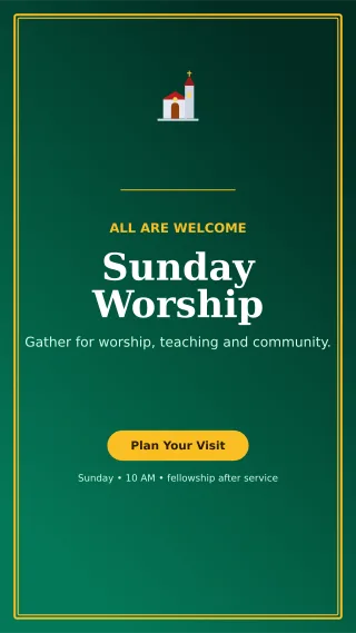 Luxe Church Service Mobile Invite — editable black religious event template, story / reel