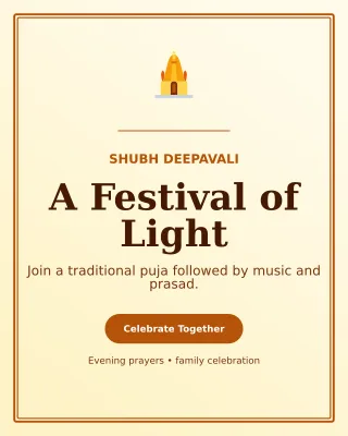 Luxe Diwali Puja Invitation — editable white religious event template, instagram portrait