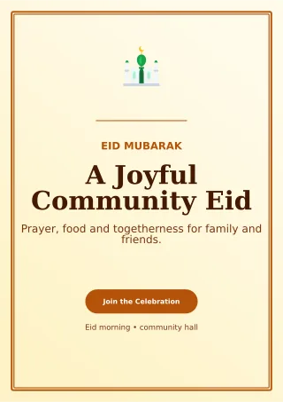 Luxe Eid Gathering Ceremony Poster — editable white religious event template, a4 print