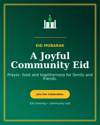 Luxe Eid Gathering Invitation — editable black religious event template, instagram portrait