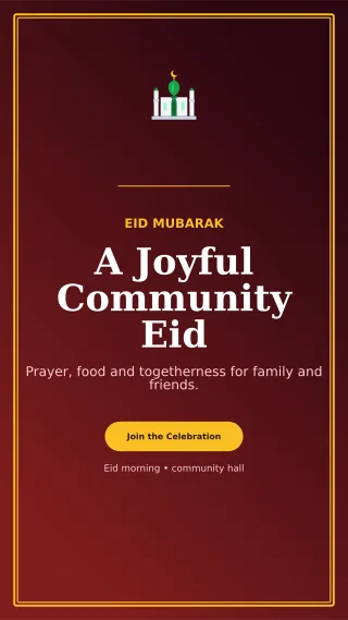 Luxe Eid Gathering Mobile Invite — editable black religious event template, story / reel