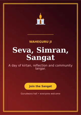 Luxe Gurpurab Langar Ceremony Poster — editable black religious event template, a4 print