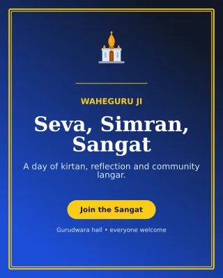 Luxe Gurpurab Langar Invitation — editable blue religious event template, instagram portrait