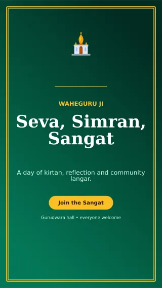 Luxe Gurpurab Langar Mobile Invite — editable black religious event template, story / reel