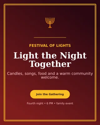 Luxe Hanukkah Gathering Invitation — editable black religious event template, instagram portrait