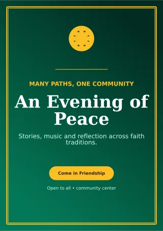 Luxe Interfaith Gathering Ceremony Poster — editable black religious event template, a4 print