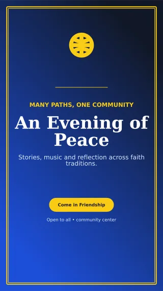 Luxe Interfaith Gathering Mobile Invite — editable blue religious event template, story / reel