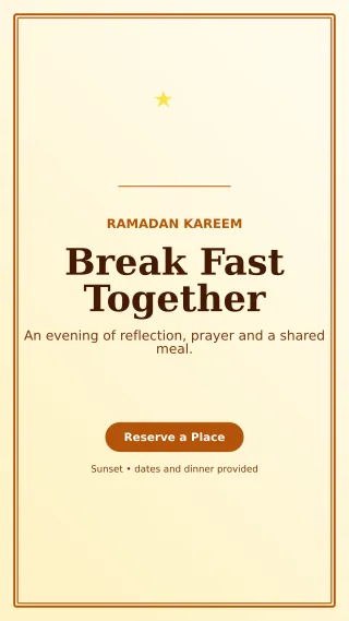 Luxe Ramadan Iftar Mobile Invite — editable white religious event template, story / reel