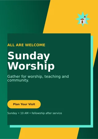 Neo Church Service Ceremony Poster — editable black religious event template, a4 print