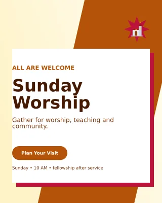 Neo Church Service Invitation — editable white religious event template, instagram portrait