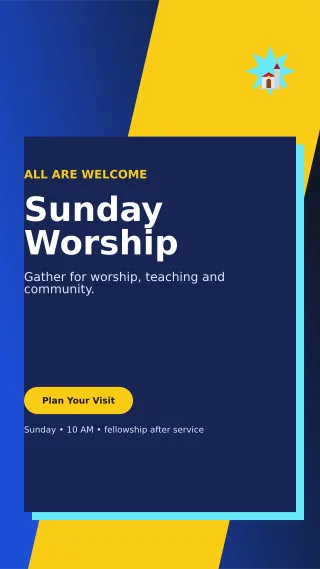 Neo Church Service Mobile Invite — editable blue religious event template, story / reel