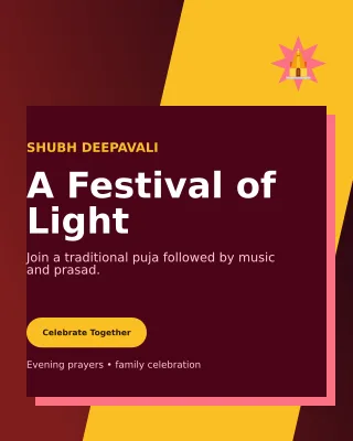 Neo Diwali Puja Invitation — editable black religious event template, instagram portrait