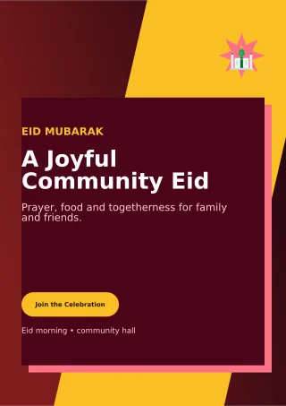 Neo Eid Gathering Ceremony Poster — editable black religious event template, a4 print