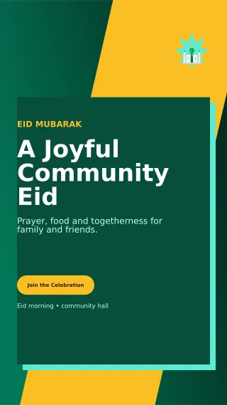 Neo Eid Gathering Mobile Invite — editable black religious event template, story / reel