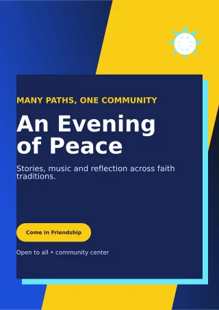 Neo Interfaith Gathering Ceremony Poster — editable blue religious event template, a4 print