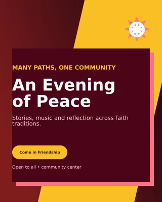 Neo Interfaith Gathering Invitation — editable black religious event template, instagram portrait