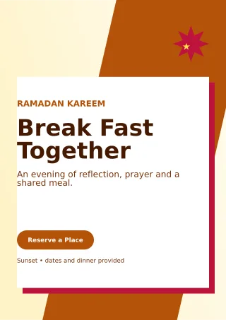 Neo Ramadan Iftar Ceremony Poster — editable white religious event template, a4 print