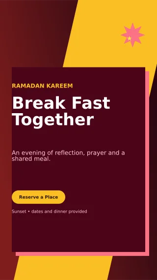 Neo Ramadan Iftar Mobile Invite — editable black religious event template, story / reel