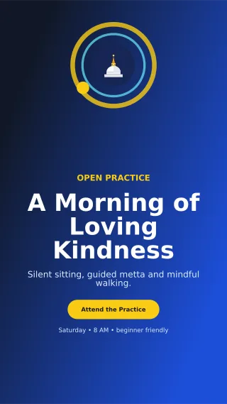 Orbit Buddhist Meditation Mobile Invite — editable blue religious event template, story / reel