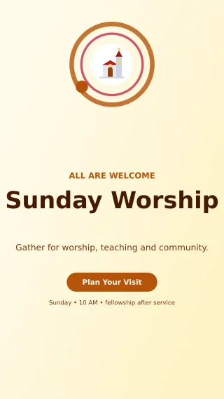 Orbit Church Service Mobile Invite — editable white religious event template, story / reel