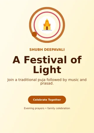 Orbit Diwali Puja Ceremony Poster — editable white religious event template, a4 print