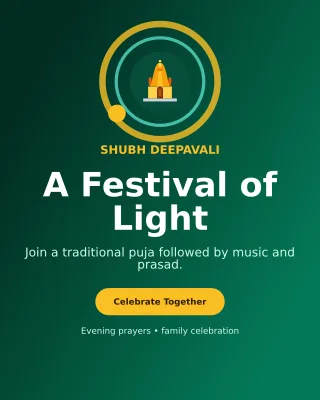 Orbit Diwali Puja Invitation — editable black religious event template, instagram portrait
