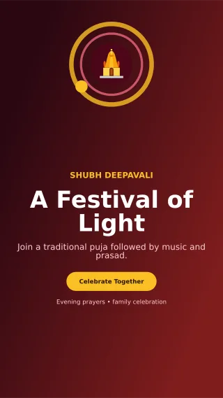 Orbit Diwali Puja Mobile Invite — editable black religious event template, story / reel