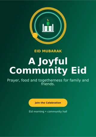 Orbit Eid Gathering Ceremony Poster — editable black religious event template, a4 print