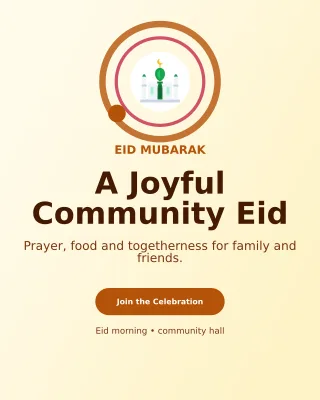 Orbit Eid Gathering Invitation — editable white religious event template, instagram portrait